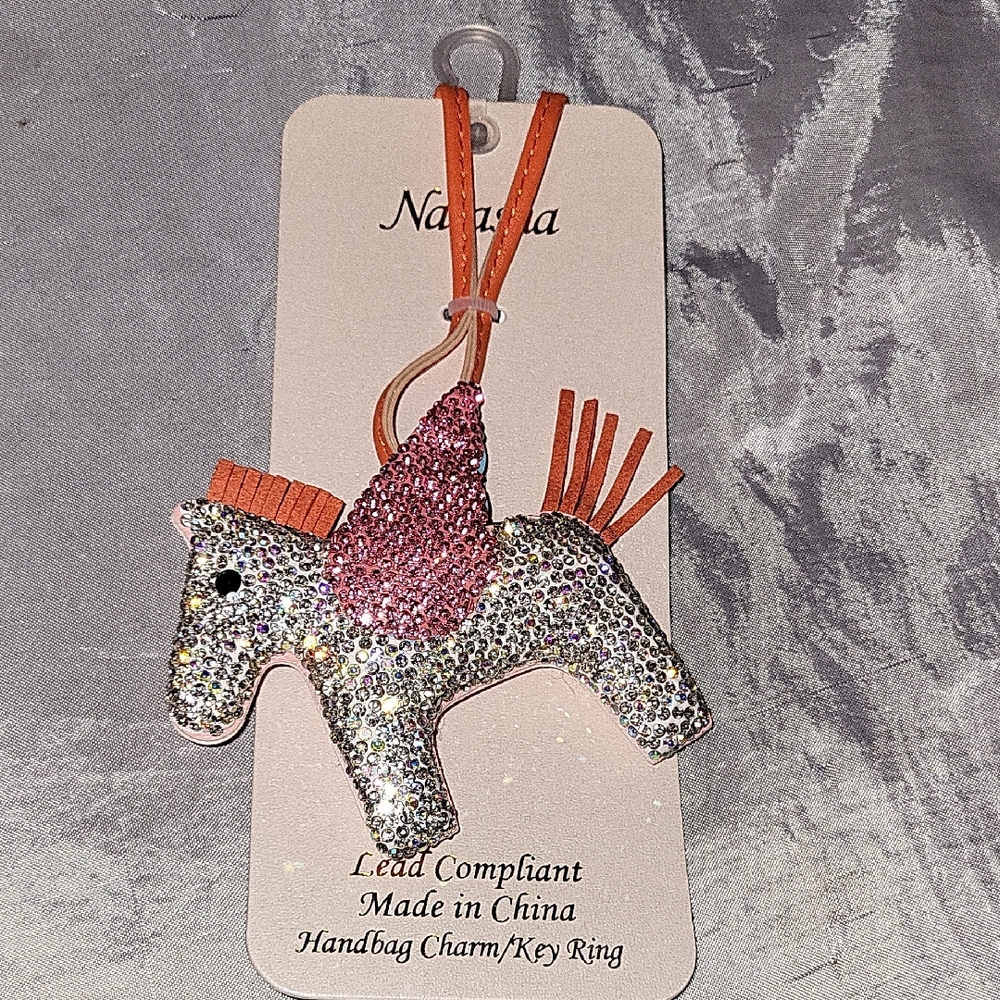 Natasha Pegasus Sparkling Bag Charm Key Ring Brand New TL Ty Lp